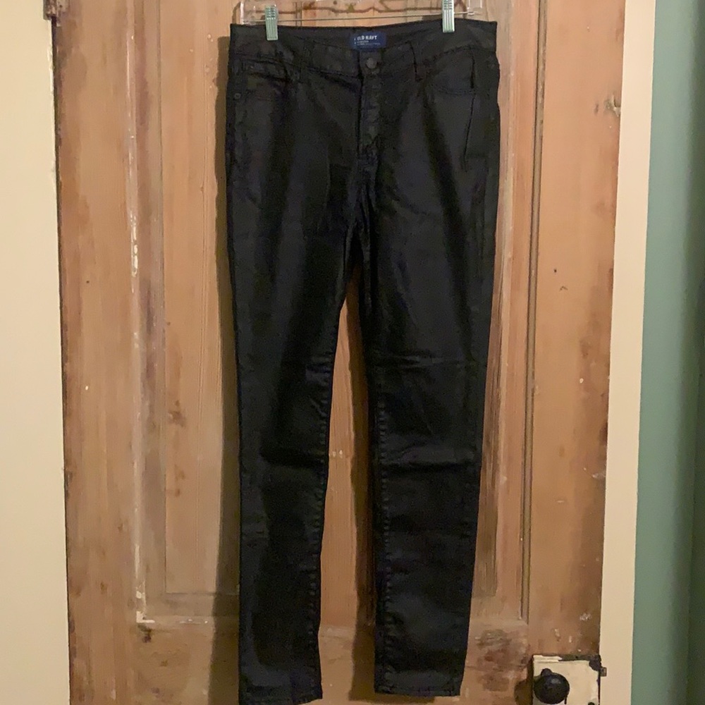 Old Navy Rockstar Skinny Midrise Coated Black Jean Size 8